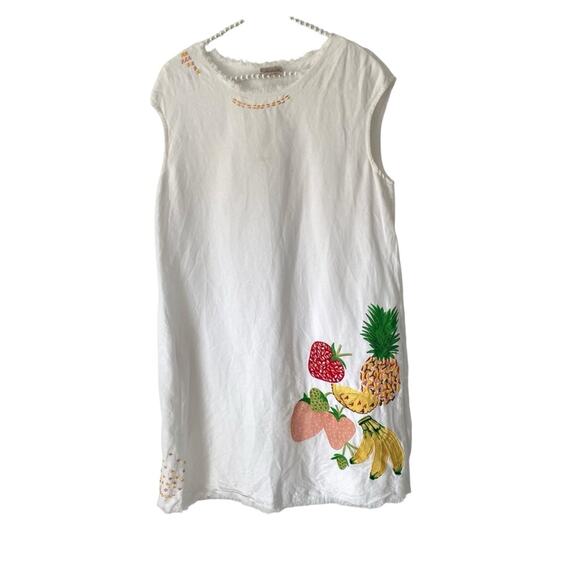 Holding Horses Anthropologie White Linen Fruit Salad Dress size small - Picture 4 of 13